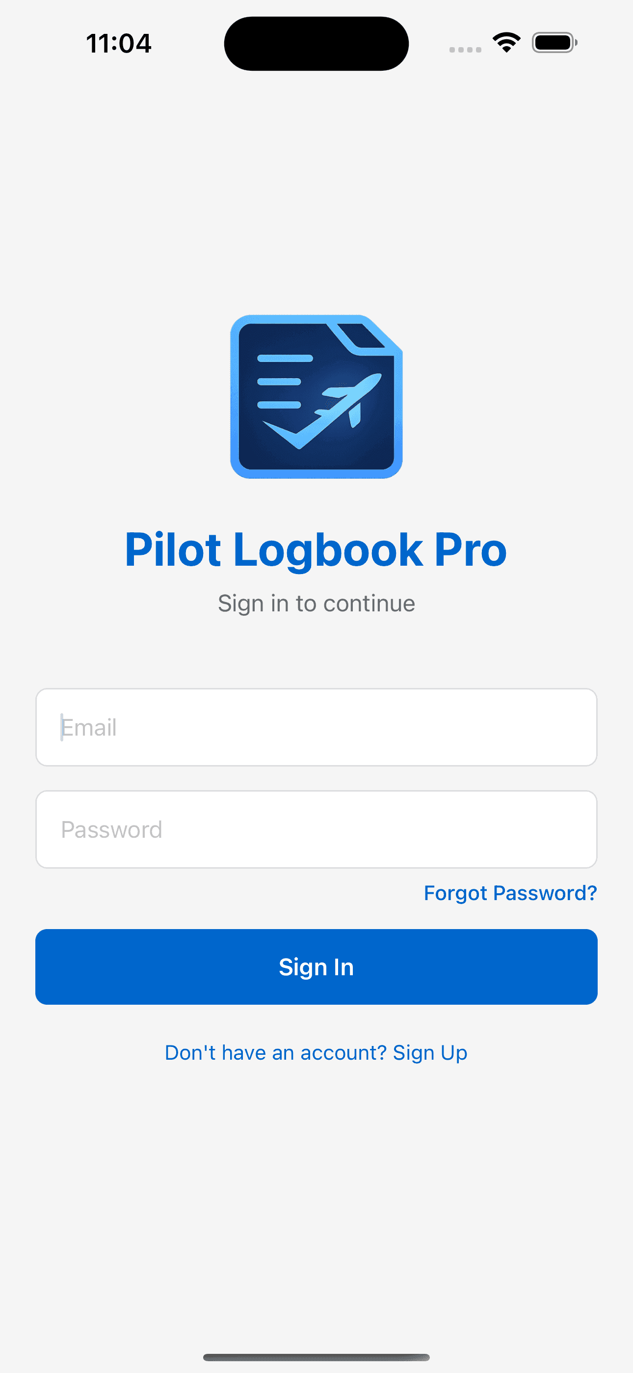 Logbook entry screen